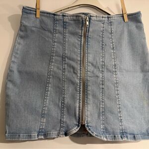 We The Free Light Blue Mini Denim Skirt